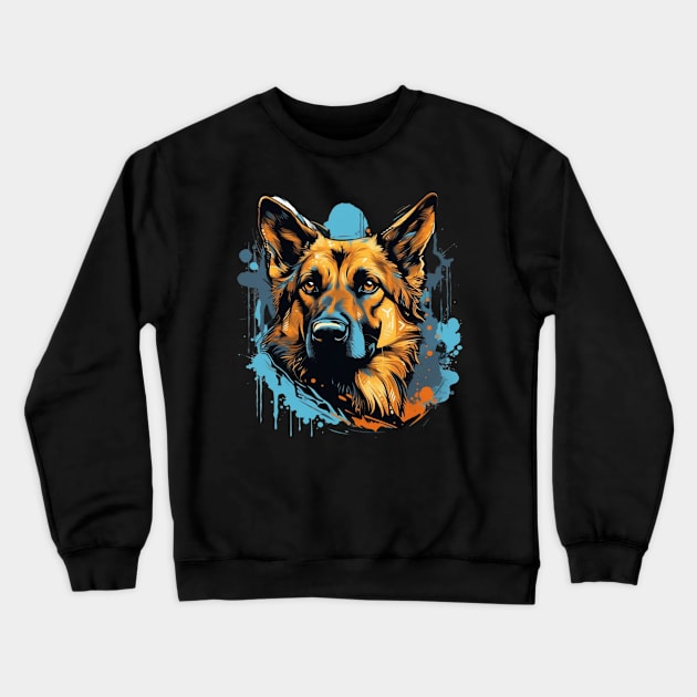 German Shepherd with a splash of color Crewneck Sweatshirt by NatashaCuteShop